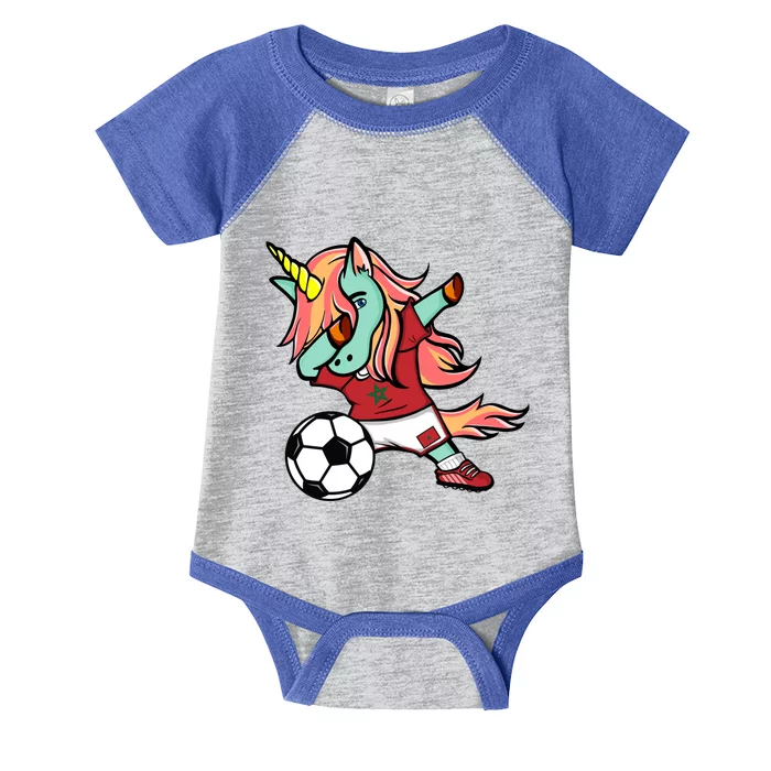 Dabbing Unicorn Morocco Soccer Fans Jersey Moroccan Football Gift Infant Baby Jersey Bodysuit