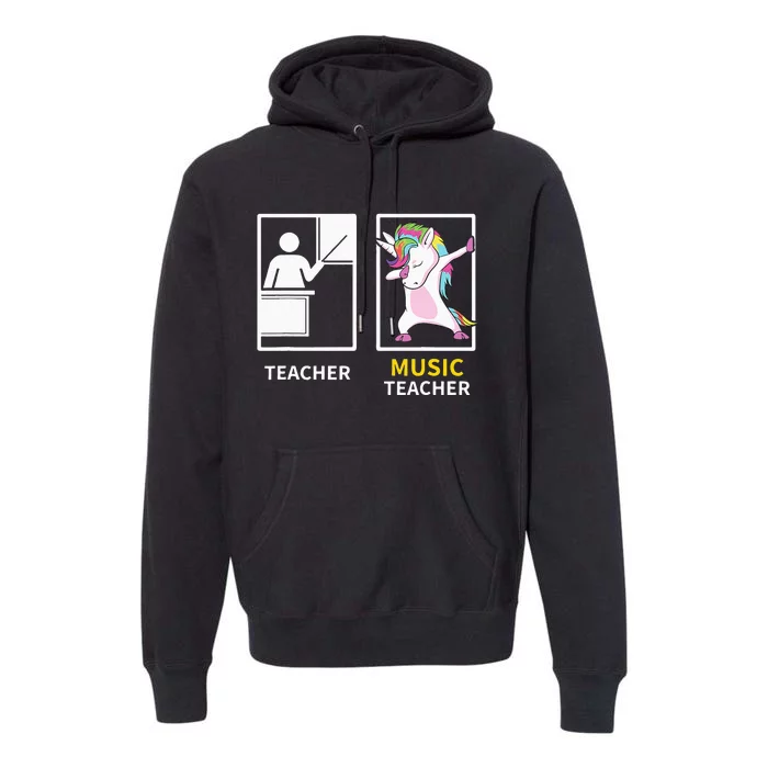 Dabbing Unicorn Music Teacher Gift Premium Hoodie