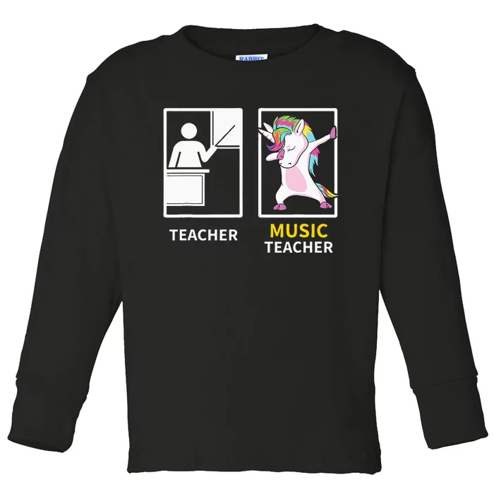 Dabbing Unicorn Music Teacher Gift Toddler Long Sleeve Shirt