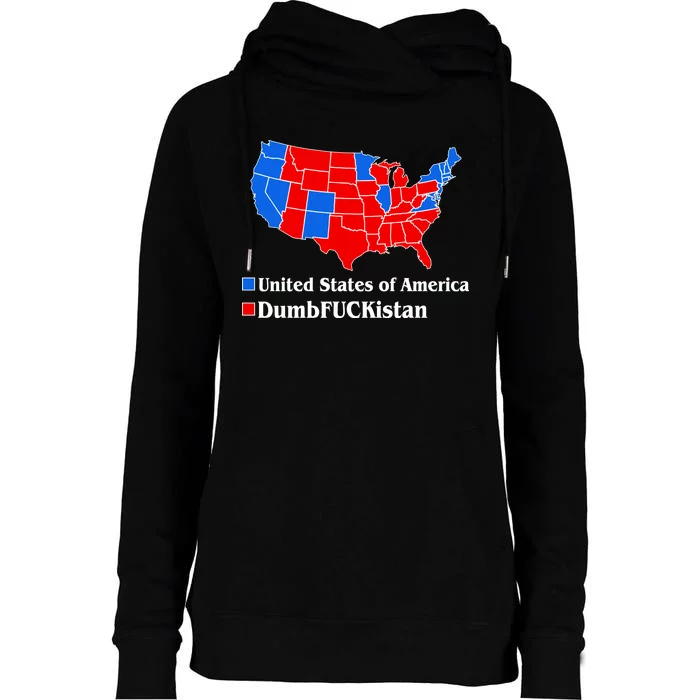 DumbFUCKistan Vs. United States of America Election Map Democrats Womens Funnel Neck Pullover Hood