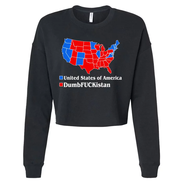 DumbFUCKistan Vs. United States of America Election Map Democrats Cropped Pullover Crew