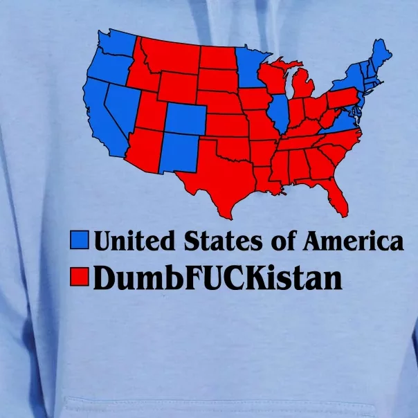 DumbFUCKistan Vs. United States of America Election Map Democrats Unisex Surf Hoodie