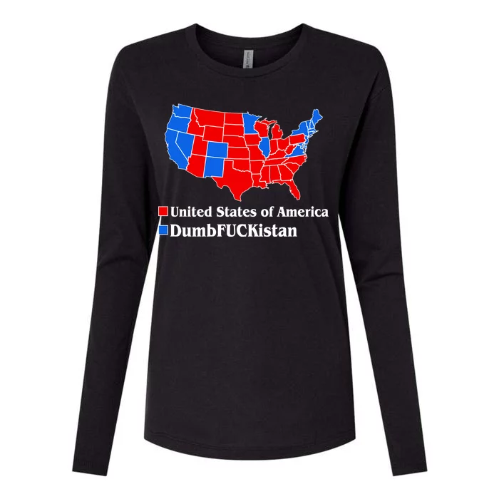 DumbFUCKistan Vs. United States of America Election Map Republicans Womens Cotton Relaxed Long Sleeve T-Shirt