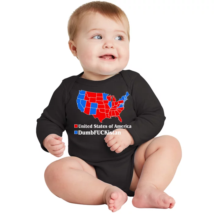 DumbFUCKistan Vs. United States of America Election Map Republicans Baby Long Sleeve Bodysuit