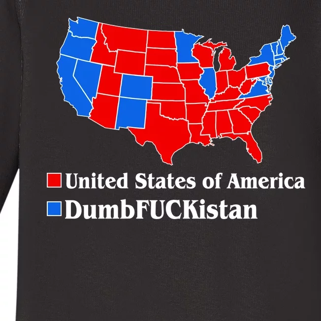 DumbFUCKistan Vs. United States of America Election Map Republicans Baby Long Sleeve Bodysuit