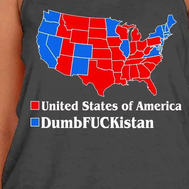 DumbFUCKistan Vs. United States of America Election Map Republicans Women's Knotted Racerback Tank