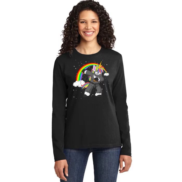 Dabbing Unicorn Ninja Ladies Long Sleeve Shirt