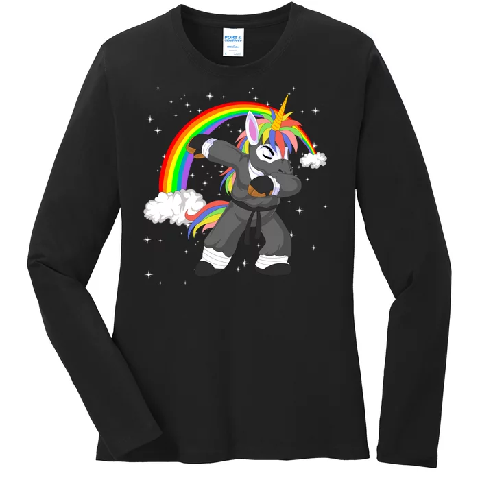 Dabbing Unicorn Ninja Ladies Long Sleeve Shirt