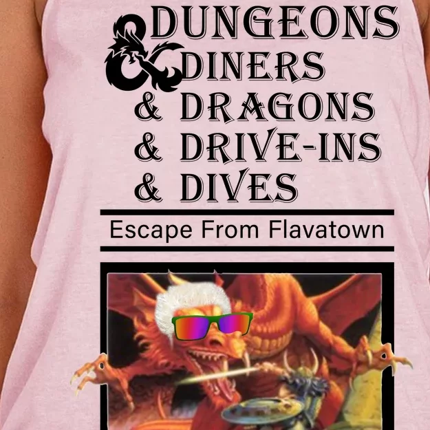 Dungeons & Diners & Dragons & Drive-Ins & Dives Women's Knotted Racerback Tank