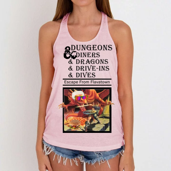 Dungeons & Diners & Dragons & Drive-Ins & Dives Women's Knotted Racerback Tank