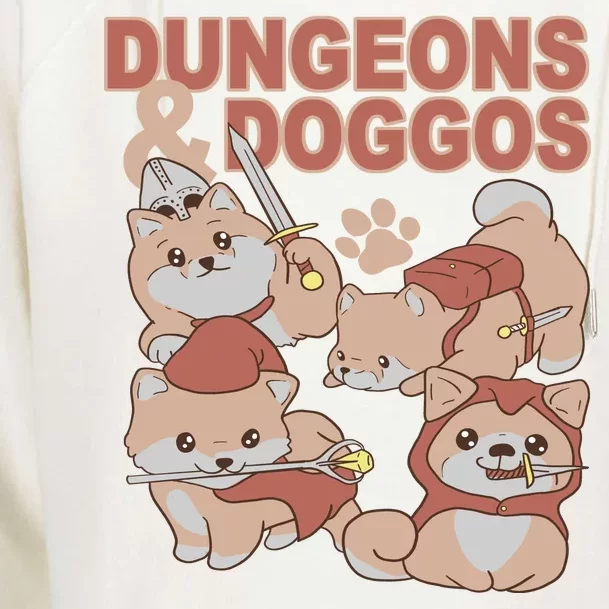 Dungeons & Doggos Cute Womens Funnel Neck Pullover Hood