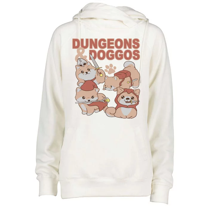 Dungeons & Doggos Cute Womens Funnel Neck Pullover Hood