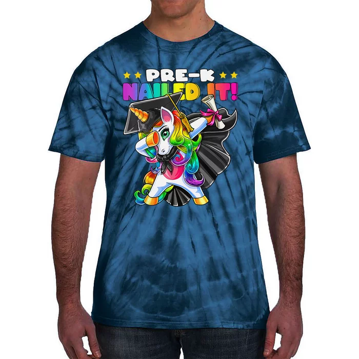 Dabbing Unicorn PreK Graduation Cap Gown Diploma Gift Tie-Dye T-Shirt