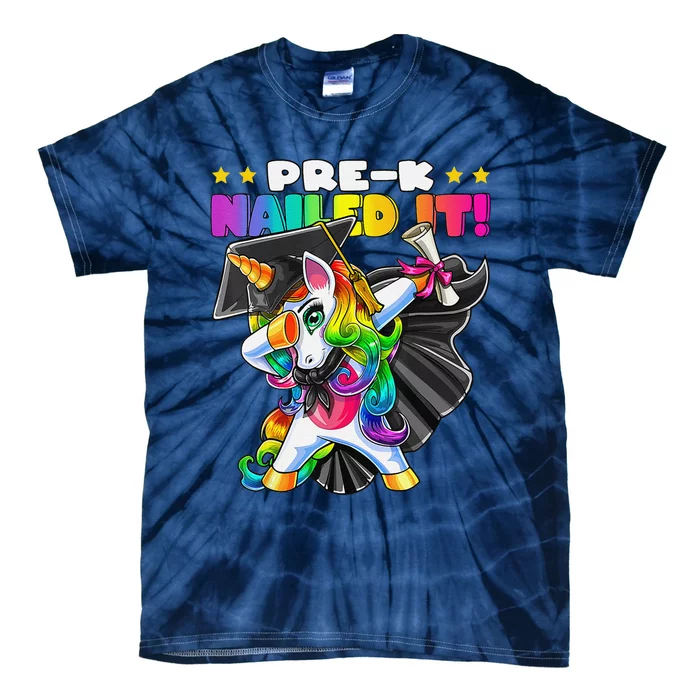 Dabbing Unicorn PreK Graduation Cap Gown Diploma Gift Tie-Dye T-Shirt