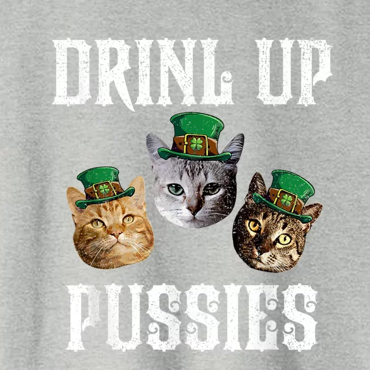 Drink Up Pussies Funny Cat Drinking Saint PatrickS Day Women's Crop Top Tee