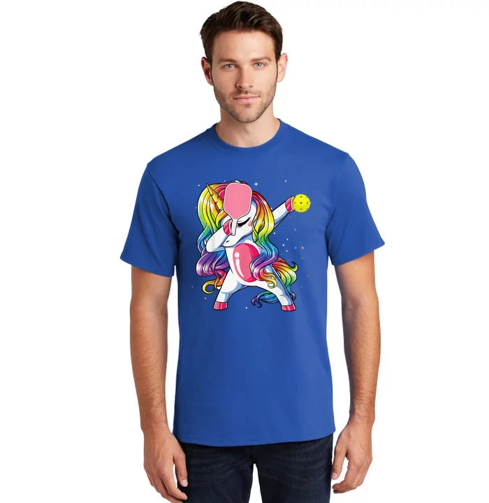 Dabbing Unicorn Playing Pickleball Player Lover Tall T-Shirt