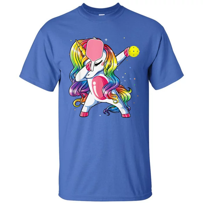 Dabbing Unicorn Playing Pickleball Player Lover Tall T-Shirt