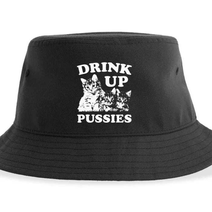 Drink Up Pussies Adult Humor St Patricks Day Saying Sustainable Bucket Hat