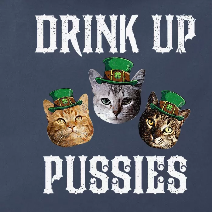 Drink Up Pussies Funny Cat Drinking St Patricks Day Zip Tote Bag