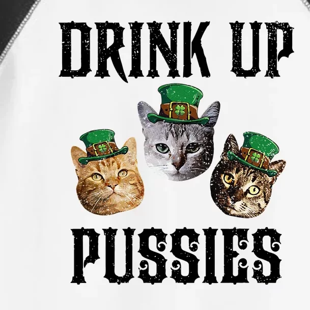 Drink Up Pussies Funny Cat Drinking St Patricks Day Toddler Fine Jersey T-Shirt