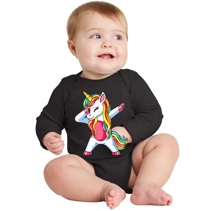 Dabbing Unicorn Party Birthday Gift for Mommy Daddy Baby Long Sleeve Bodysuit