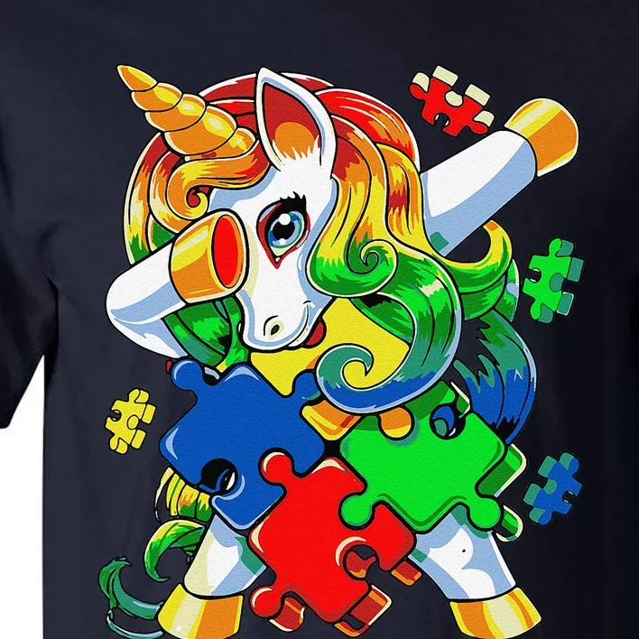 Dabbing Unicorn Puzzle Piece Autism Awareness Cute Tall T-Shirt