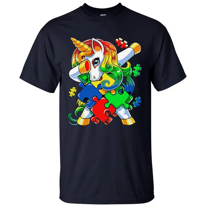 Dabbing Unicorn Puzzle Piece Autism Awareness Cute Tall T-Shirt