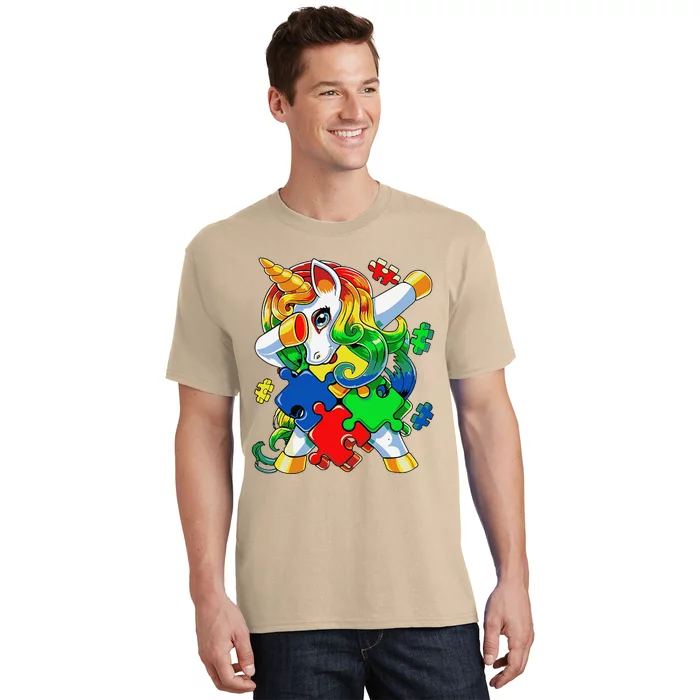 Dabbing Unicorn Puzzle Piece Autism Awareness Cute T-Shirt