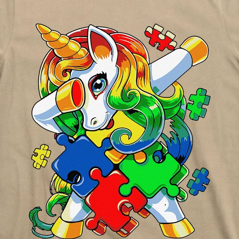 Dabbing Unicorn Puzzle Piece Autism Awareness Cute T-Shirt