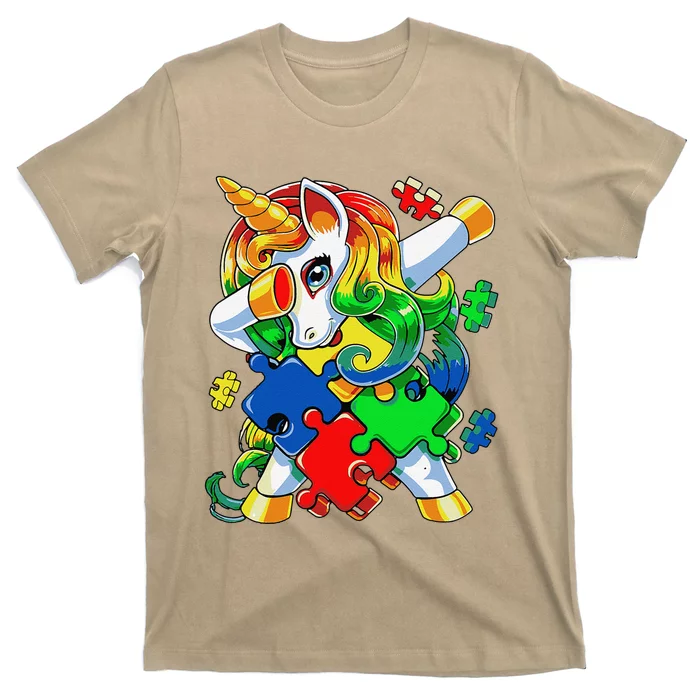 Dabbing Unicorn Puzzle Piece Autism Awareness Cute T-Shirt