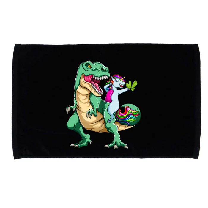 Dabbing Unicorn Riding Dinosaur St Patrick Day Cool Gift Microfiber Hand Towel