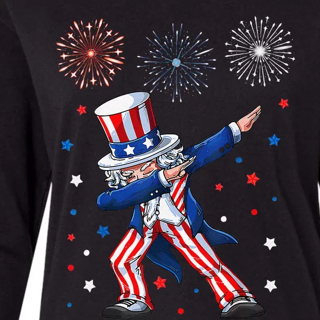 Dabbing Uncle Sam Fireworks 4th Of July Funny Womens Cotton Relaxed Long Sleeve T-Shirt