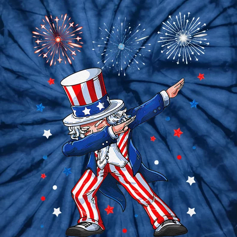 Dabbing Uncle Sam Fireworks 4th Of July Funny Tie-Dye T-Shirt