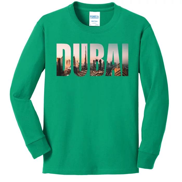 Dubai Uae Skyline Urban Photography Kids Long Sleeve Shirt