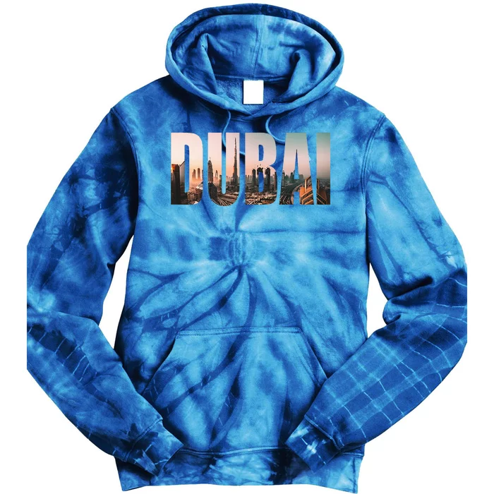 Dubai Uae Skyline Urban Photography Font Tie Dye Hoodie