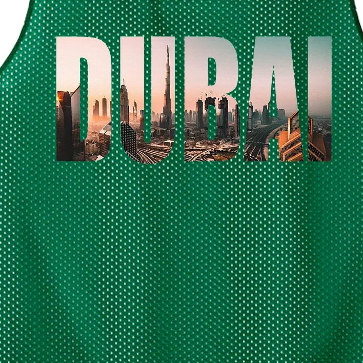 Dubai Uae Skyline Urban Photography Font Mesh Reversible Basketball Jersey Tank