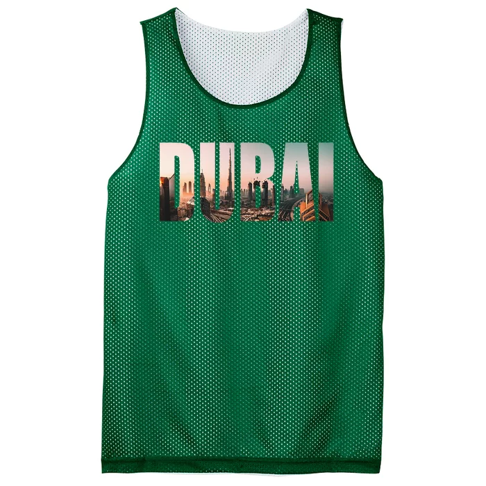 Dubai Uae Skyline Urban Photography Font Mesh Reversible Basketball Jersey Tank