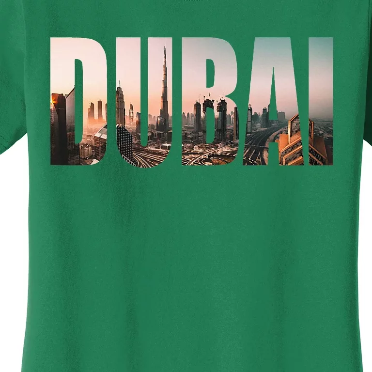 Dubai Uae Skyline Urban Photography Font Women's T-Shirt