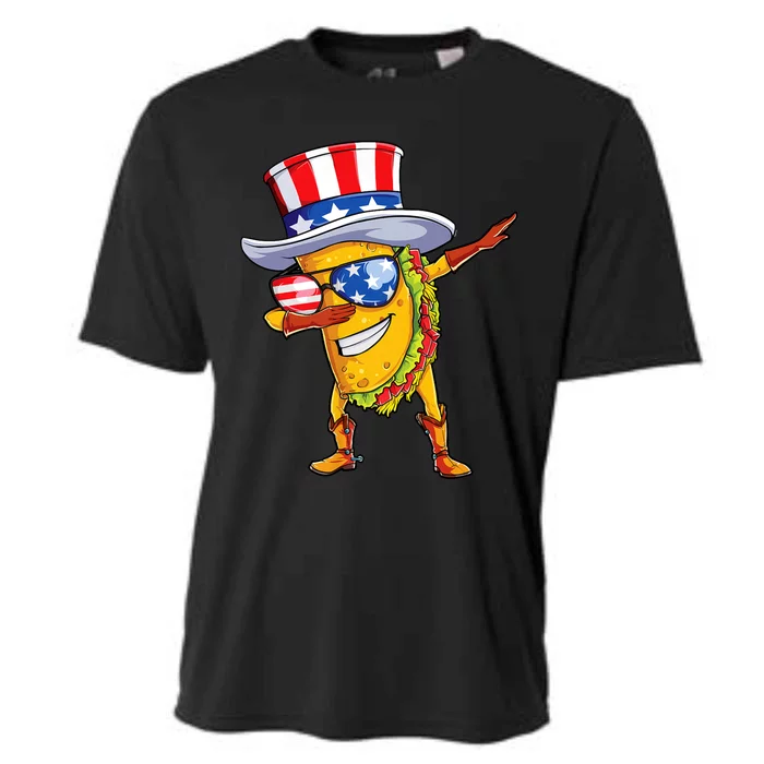 Dabbing Uncle Sam Taco 4th Of July Cooling Performance Crew T-Shirt