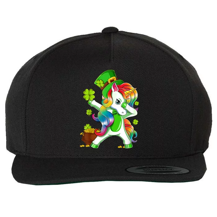 Dabbing Unicorn St Patricks Day Irish Shamrock Wool Snapback Cap