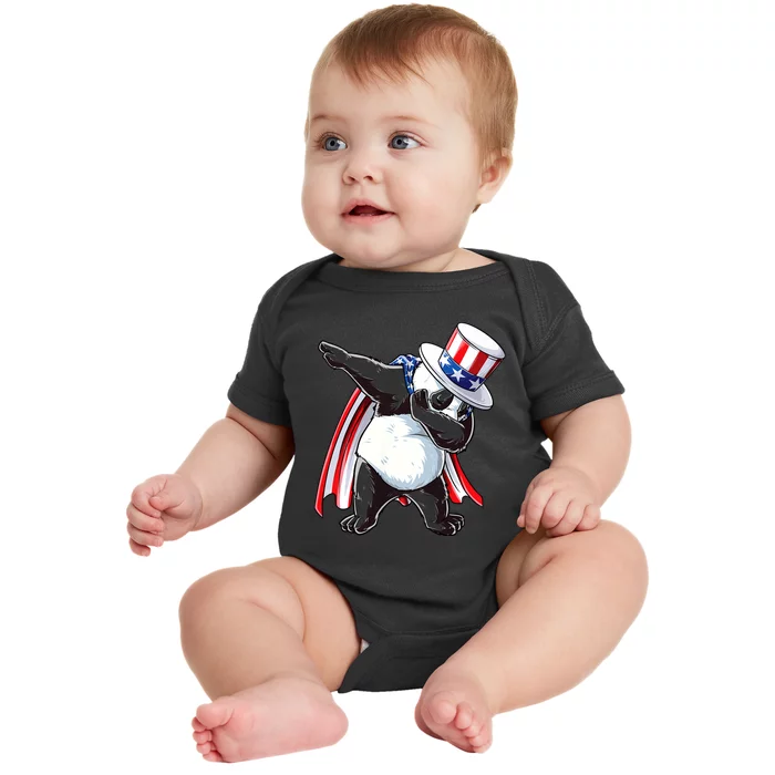 Dabbing Uncle Sam Panda 4th Of July Baby Bodysuit