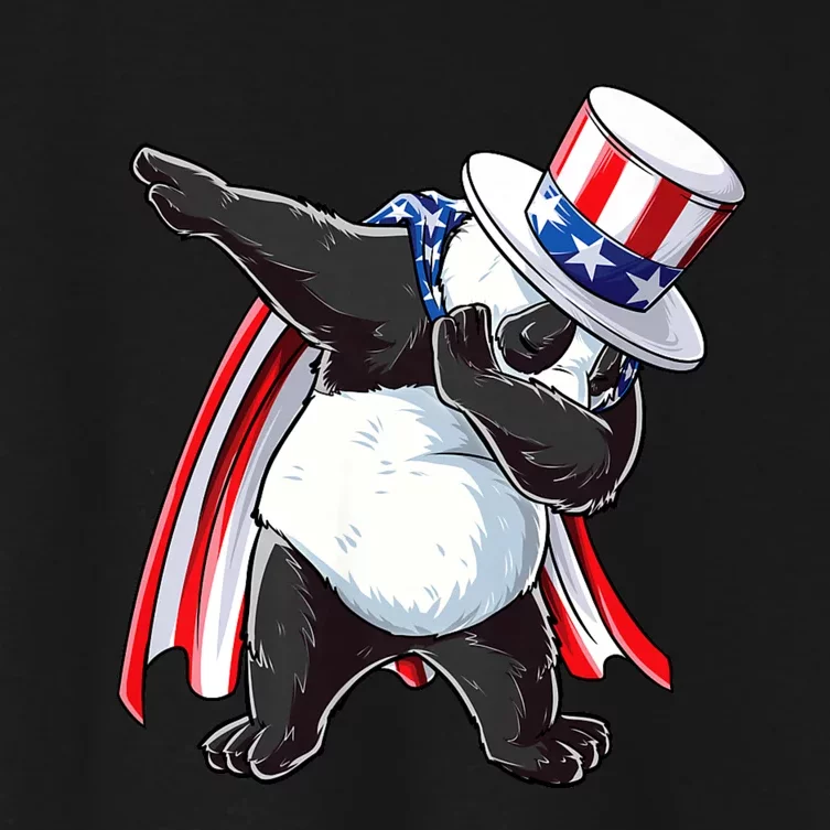 Dabbing Uncle Sam Panda 4th Of July Women's Crop Top Tee