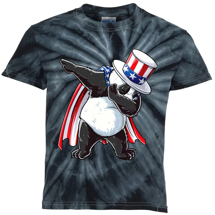 Dabbing Uncle Sam Panda 4th Of July Kids Tie-Dye T-Shirt