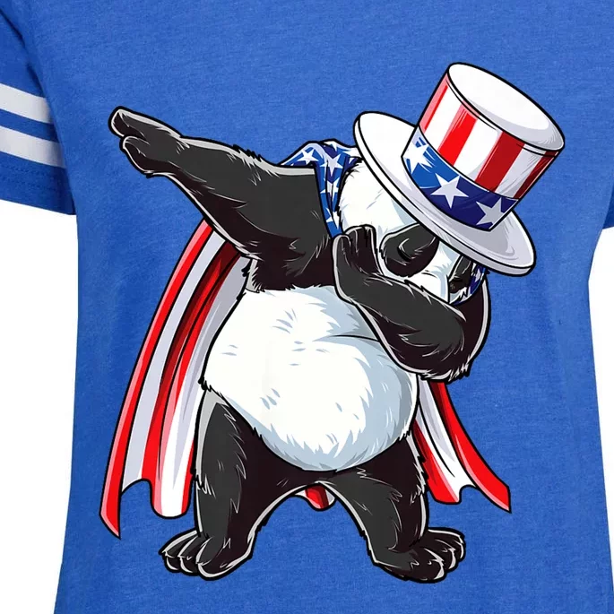 Dabbing Uncle Sam Panda 4th Of July Enza Ladies Jersey Football T-Shirt