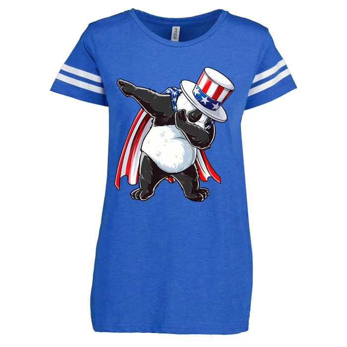 Dabbing Uncle Sam Panda 4th Of July Enza Ladies Jersey Football T-Shirt