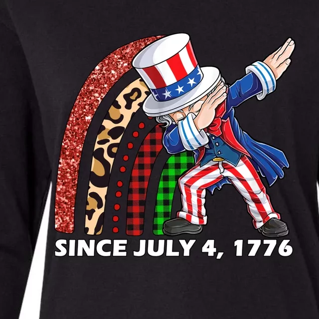 Dabbing Uncle Sam Rainbow 4th Of July Patriotic Gift Womens Cotton Relaxed Long Sleeve T-Shirt