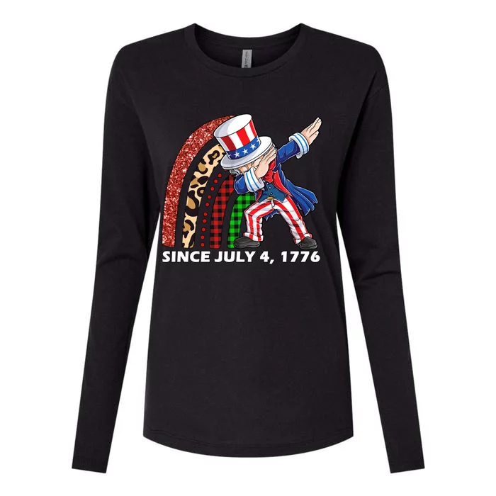 Dabbing Uncle Sam Rainbow 4th Of July Patriotic Gift Womens Cotton Relaxed Long Sleeve T-Shirt