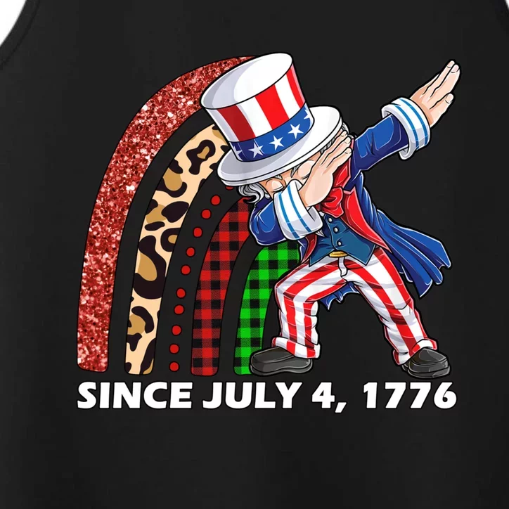 Dabbing Uncle Sam Rainbow 4th Of July Patriotic Gift Performance Tank