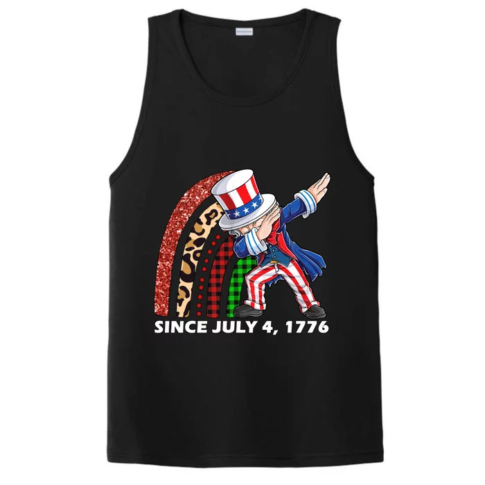 Dabbing Uncle Sam Rainbow 4th Of July Patriotic Gift Performance Tank