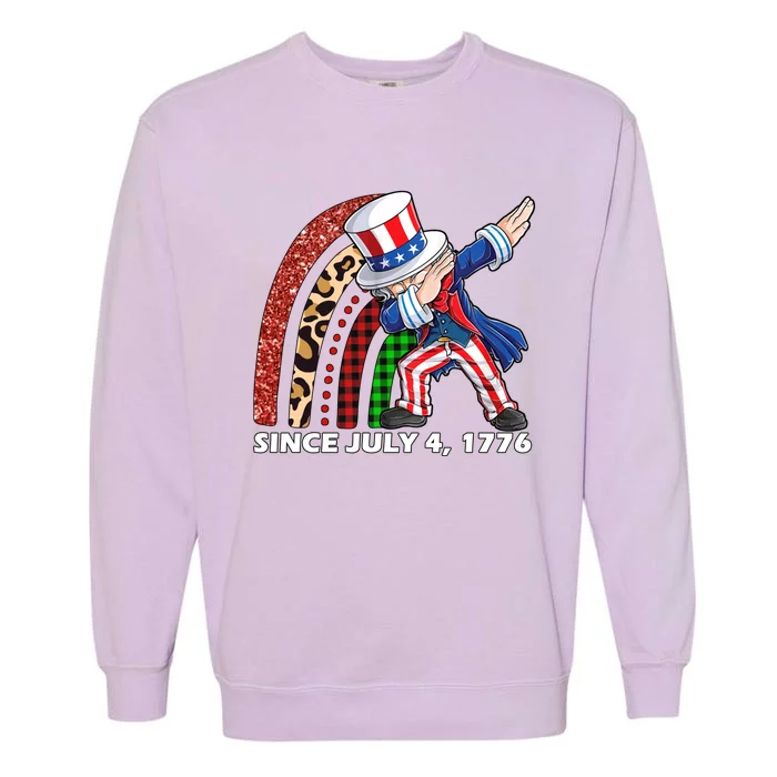 Dabbing Uncle Sam Rainbow 4th Of July Patriotic Gift Garment-Dyed Sweatshirt